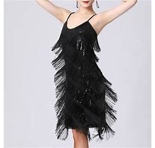 Tuwabeii Fall & Winter Dresses For Womens,Women's Fashion Suspender Crewneck Sequin Feather Sleeveless Solid Mini Dress