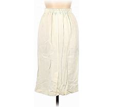 Casual Midi Skirt Long: Ivory Solid Bottoms - Women's Size 10 Tall