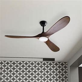 Brown 60 in. W Integrated LED Indoor Wood Ceiling Fan With Light Kit, Remote Control, 3 Wood Blades, 6-Speed Adjustable