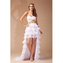 2024 White Prom Dress Sweetheart Sleeveless A-Line Chiffon High Low