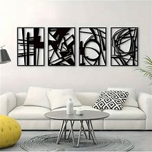 Black Abstract Metal Wall Art Decor - Modern 3D Textured Sculptures - Minimalist Single Line Design - For Living Room, Bedroom, Home Office, And Bathroom,B