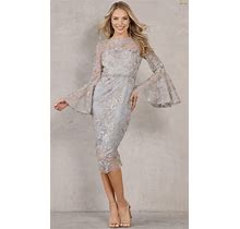 Terani Couture - 2027C2708 Long Bell Sleeve Sheath Dress