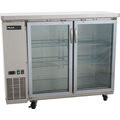 PEAKCOLD 2 Glass Door Commercial Back Bar Cooler Stainless Steel Under Counter Refrigerator 48" W