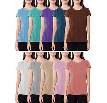 Sexy Basics Women's 5 Pack Casual & Active Basic Cotton Stretch Color T Shirts