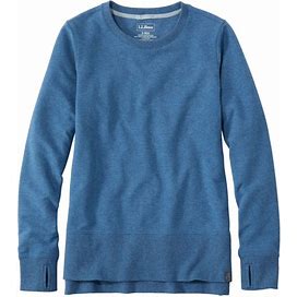 Women's Cozy Sweatshirt, Split-Hem Marine Blue Heather Extra Small, Cotton Blend, Petite | L.L.Bean