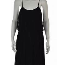 Kensie Dresses | Kensie Womens Dress S 12 Black Solid Sheath Spaghetti Strap Knee Length Casual | Color: Black | Size: 12