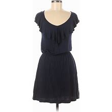 Guess Casual Dress - Dropwaist Ruffles Short Sleeve: Blue Solid Dresses - Women's Size X-Small