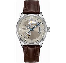 Hamilton Men's Swiss Automatic Jazzmaster Open Heart Brown Leather Strap Watch 42mm - Brown