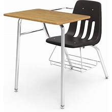 Virco 9400BR Classroom Combo Desk Chair (20 Desks) Ideal For Schools And Students From 5th Grade - Adult, Chrome Frame With Bookrack, Black Seat -
