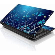 LSS Laptop 15 15.6 Skin Cover With Colorful Blue Floral Pattern For HP Dell Lenovo Apple Asus Acer Compaq - Fits 13.3" 14" 15.6" 16" (2 Wrist Pads