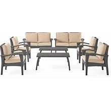 Voyage Outdoor 8Pc Brown Wicker Seating Set ,