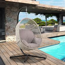 Sturdy & Spacious Hanging Egg Chair With Stand And Quick, Dry Cushion, Perfect For Indoor/Outdoor Use