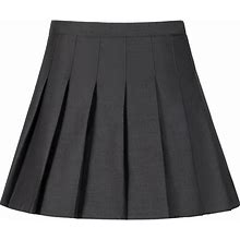 PAOBTEIY Women's Black Pleated Tennis Skirts High Waisted Athletic Golf Skorts With Shorts Workout Sport Spreppy Skirt L