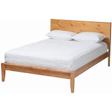 Marana And Rustic Natural Oak And Pine Wood Queen Size Platform Bed, Natural Brown, Beds, By Wholesale Interiors