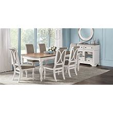 Rooms To Go French Market White 5 Pc Rectangle Dining Room With Upholstered Chairs