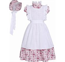 Mikan Tsumiki Colonial Costume Girls Pioneer Dress Prairie Dresses Girl Floral Pilgrim Outfit
