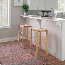 29 Backless Bar Stools Set Of 2 Natural With Handwoven Rush Seat