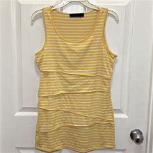 The Limited Dresses | The Limited Tiered Yellow Striped Mini Tank Dress. | Color: White/Yellow | Size: S
