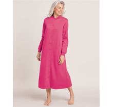 Blair Women's Better-Than-Basic Fleece Snap Front Robe - Pink - 2XL - Womens