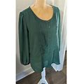 Chadwicks Deep Teal Green Semi-Sheer Pleated Blouse Sz 18 Polyester - Women | Color: Green | Size: 1X