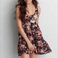 American Eagle Tiered Gauzy Floral Sleeveless Scoop Neck Babydoll Dress Size Xs | Color: Blue/Red | Size: Xs