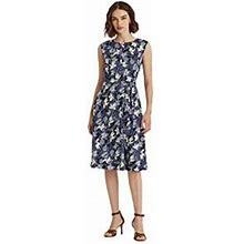 Lauren Ralph Lauren Women's Floral Crepe Dress (6, Blue Multi)