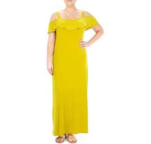 Women's Nina Leonard Print Cold-Shoulder Maxi Dress, Size: XL, Med Green