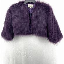 Boutique Forever 21 Coat Women's Sz S Purple Cropped Faux Fur Teddy
