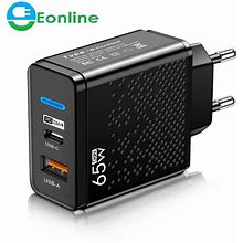 Eonline Wholesale 65W USB C Charger Quick Charge 3.0 PD Type C Mobile Phone Fast Wall Charger Adapter For iPhone 14 iPad Huawei Xiaomi Amsung,1 Piece.Consumer Electronics > Chargers, Batteries & Power Supplies > Chargers & Adapters .Unisex.White/Black
