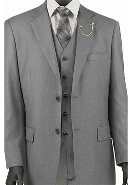 Mens Basic 2 Button Vested Suit In Grey, 46 Regular / Grey