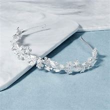 Oriamour Bridal Headband Rhinestone Hair Band Bridal Headpieces For Bride Hair Jewelry Accessories (Silver)