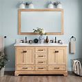 60" Quen Double Vanity With Undermount Sinks - Driftwood Brown - Carrara Marble Widespread | Signature Hardware
