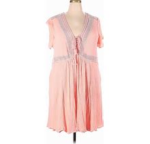 Torrid Casual Dress - A-Line Plunge Short Sleeves: Pink Dresses - Women's Size 3X Plus
