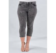 Women's Capri Jeans - Black Acid Wash, Size 18 By Venus