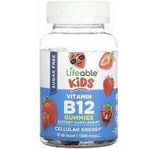 Lifeable, Kids Vitamin B12 Gummies, Sugar Free, Natural Strawberry, 1,000 Mcg, 60 Gummies (500 Mcg Per Gummy), LFB-73076