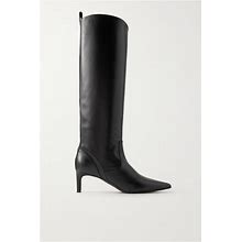 Brunello Cucinelli Bead-Embellished Leather Knee Boots - Women - Black Boots - IT37