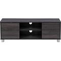 Hollywood Wood Grain TV Stand For Tvs Up To 55" With Doors Dark Gray - Corliving