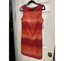 NWT Jessica Howard Size 12 Red Orange Women's Lace-Ombre Dress Geometric Lined