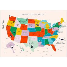 Peel & Stick Map Wall Mural - US Map With State Names - Removable Wallpaper - 173"Wx124"H