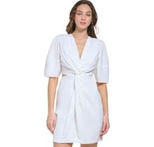 Dkny Women's Short-Sleeve Cutout Twist Dress - White