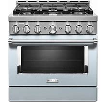Kitchenaid 36 in. 5.1 Cu. Ft. Smart Commercial-Style Gas Range With Self-Cleaning And True Convection In Misty Blue