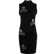 Philipp Plein Skull And Crossbones Knitted Dress - Black