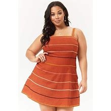 Forever 21 Dresses | Forever 21 Plus Nwt Woven Mini Dress In Amber Multi Chevron Sleeveless Fitted 3X | Color: Orange | Size: 3X