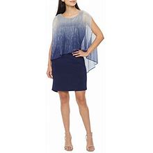 S. L. Fashions 3/4 Sleeve Sheath Cape Dress | Blue | Womens 8 | Dresses Sheath Dresses