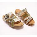 L'artiste By Spring Step Leather Slide Sandals-Calamityjay, Size EU42 (10.5-11), Olive Multi