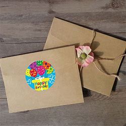 500Pcs 8 Styles Happy Birthday Round Stickers Party Gift Packaging Seal Lables