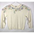 Vintage Alfred Dunner Womens Sz S Grandma Sweater Embroidered Floral