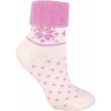 Sock Snob Ladies Wool Bed Socks With Fairisle Design Cream 4-8 Uk