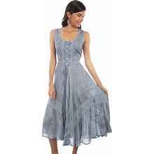 Scully Women's Lace-Up Jacquard Midi Dress - HC118-IVO