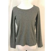 Eddie Bauer Womens Pullover Top Gray Long Sleeves Cotton Polyester